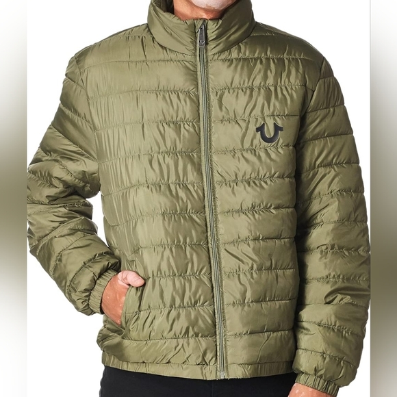 True Religion Men's Puffer Jacket Sz LargeMSRP $199 Olive Green New
